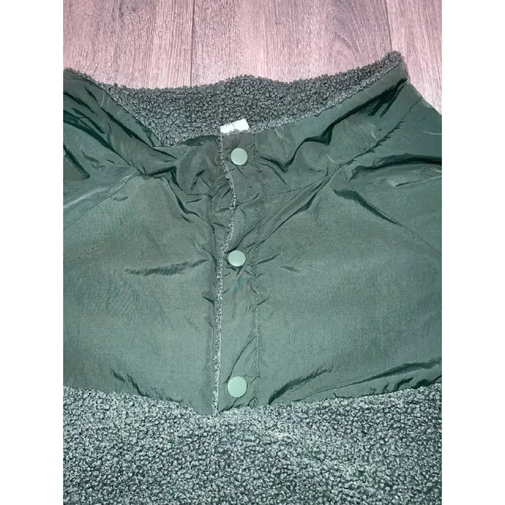 OFFLEASH By Aerie Fluff Love Sherpa Dog Quarter Snap Mystical Green XL A004150